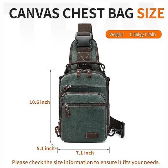 Sling Bag for Men Waxed Canvas Crossbody Bag Chest Bag Water Green
